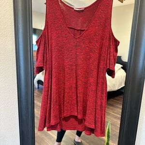 Lush Scarlet Cold Shoulder Blouse